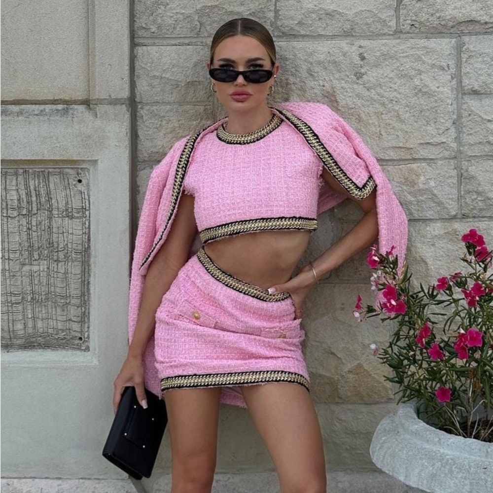 🔥3 Piece Pink Tweed set🔥